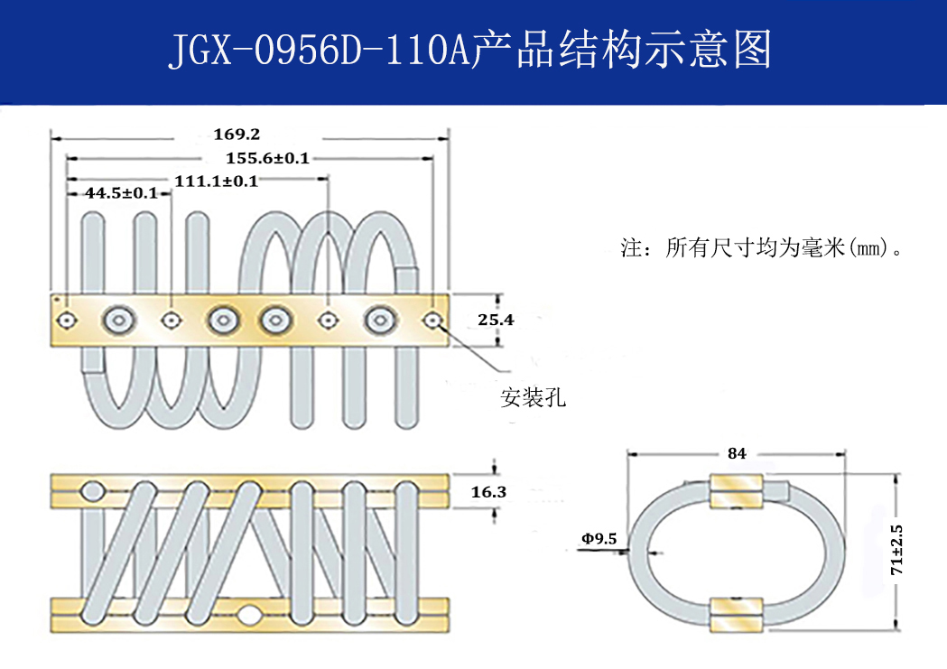 JGX-0956D-110A多應用鋼絲繩減震器結(jié)構(gòu)